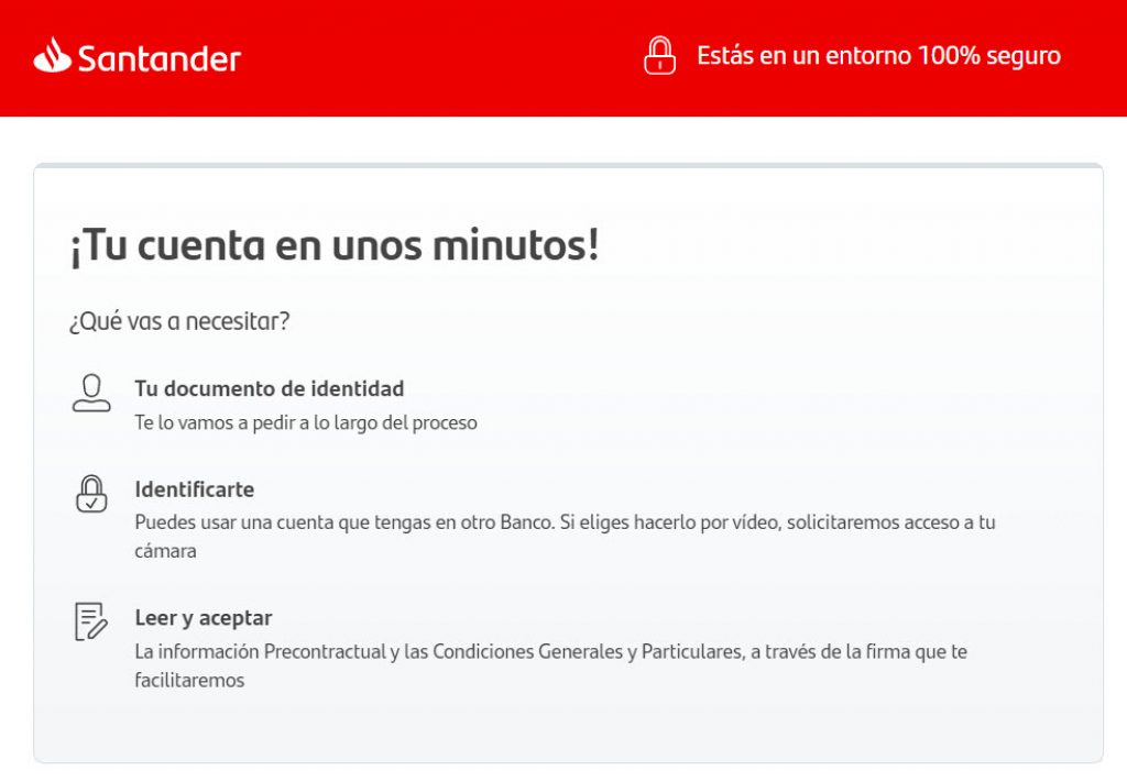Documentación necesaria para abrir la Cuenta Online Santander 